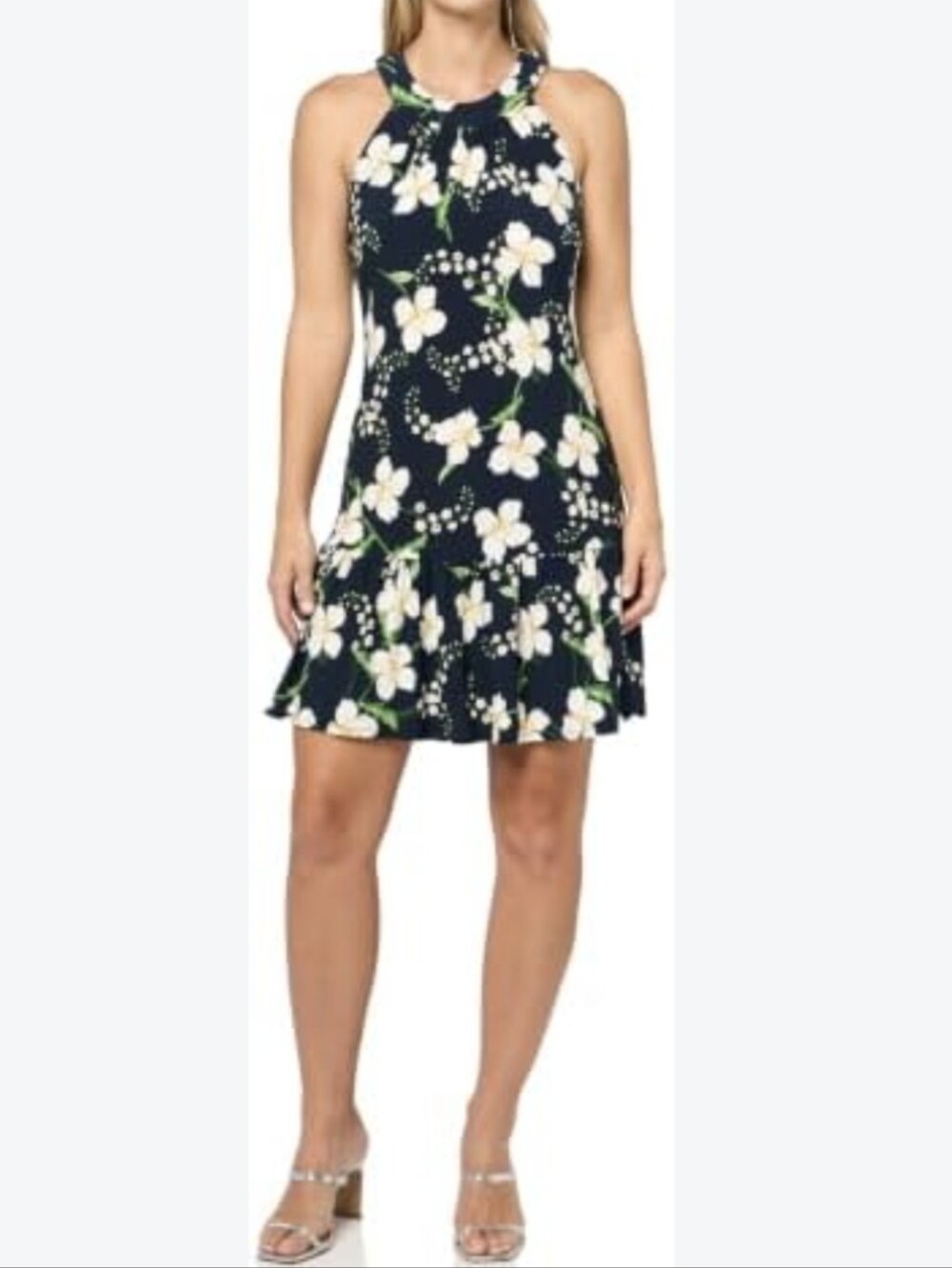 Tommy Hilfiger Navy Floral Halter Mini Dress, Size 10